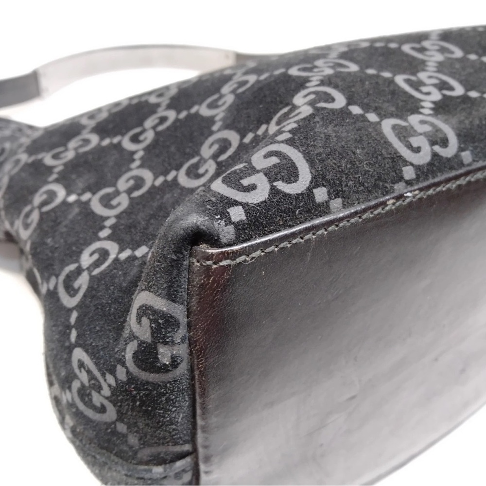 EUC Gucci Tom Ford Era Black Suede GG Monogram Shoulder Bag w/Metal on Strap - Picture 6 of 9